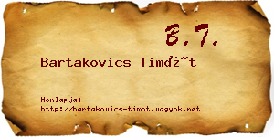 Bartakovics Timót névjegykártya